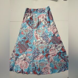 Pink Lily Vibrant Paisley Maxi Skirt